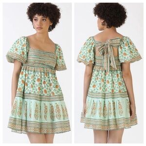 Celina Moon Frankie Mini Dress in Sage Green Vines NEW